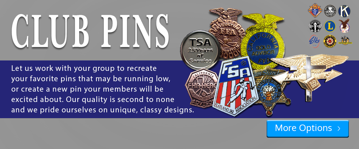 Club organization custom lapel pins, biker pins, church pins, awards, recognition pins