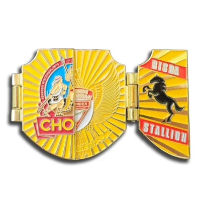 Custom pins with hinge