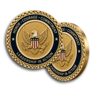 Cross cut edge custom challenge coins