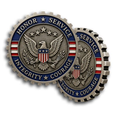 Gear or Cog cut custom coin edge