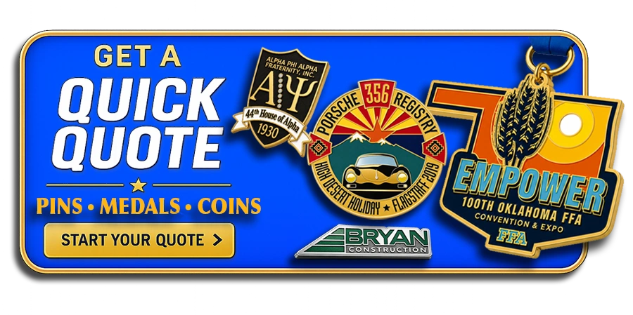 Custom pins, medals and coins quick quote