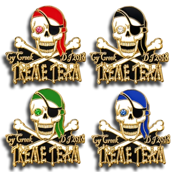 Custom soft enamel pins with gemstones for Destination Imagination