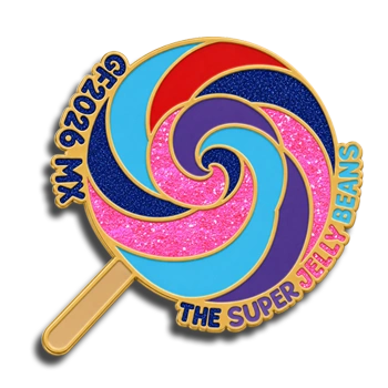 Custom soft enamel trading pins with glitter for Destination Imagination