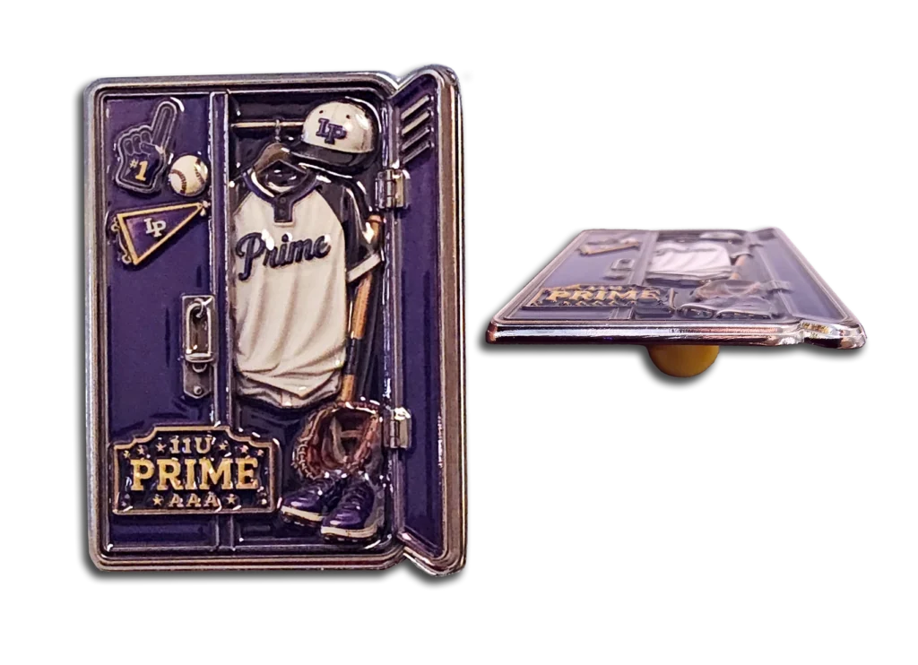 Pin of the month, zinc alloy with uv print custom baseball team trading pin Prime AAA 11U.