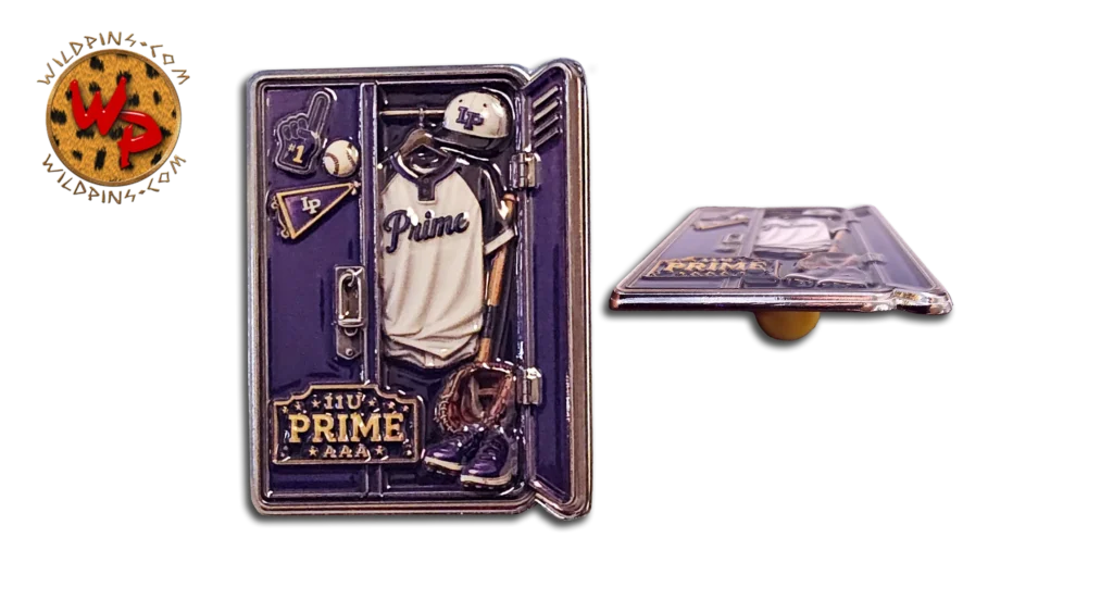 Pin of the month, zinc alloy with uv print custom baseball team trading pin Prime AAA 11U.