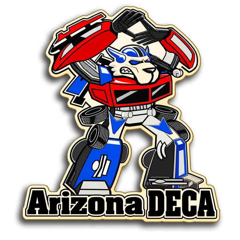 Arizona DECA custom pin with rotational blue blinkies